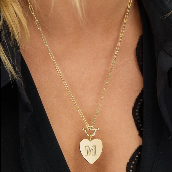 Melinda Maria Gold Love Letters Heart Necklace “T” Initial - Picture 4 of 5